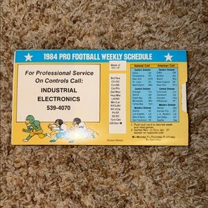 SUPER RARE 1984 pro football weekly NFL SCHEDULE SLIDE POCKET